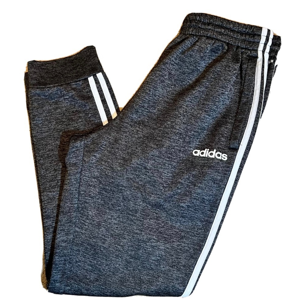 ADIDAS Climawarm Fleece Lined Mens Size M Dark Gray 3-Striped Joggers